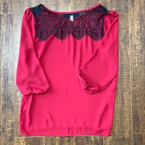 Maroon back lace blouse